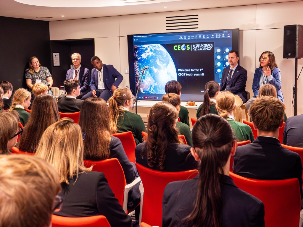 Students and a panel at the first CEOS Youth Summit.