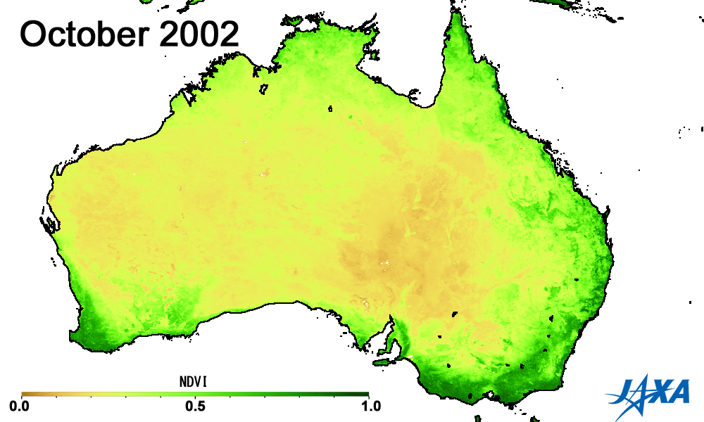 オーストラリアの植生指数(2002年)