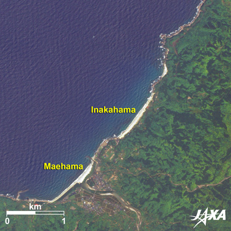 The beaches of Inakahama and Maehama in Yakushima observed by “Daichi(ALOS)”