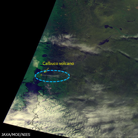 Latest TANSO-CAI image of Plume from Chile's Calbuco volcano: Apr24,2015 path28