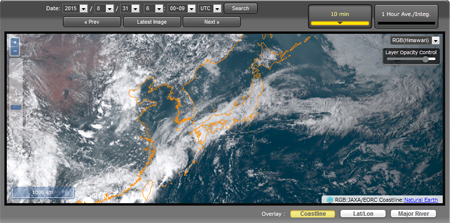 An example of visible RGB image in JAXA Himawari Monitor