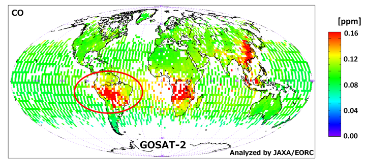 Global CO concentrations observed by GOSAT-2 (September 2019)
