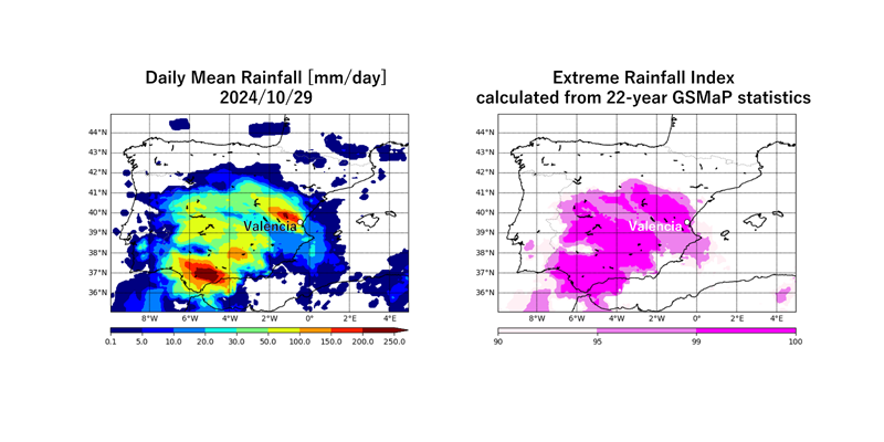 [Quick Report] Heavy rainfalls in eastern Spain, as seen by the Global Satellite Mapping of Precipitation (GSMaP) thumbnail image