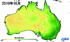 オーストラリアの植生指数(2010年)