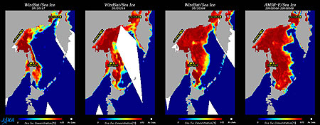 マイクロ波放射計による観測から得られたオホーツク海の海氷の様子