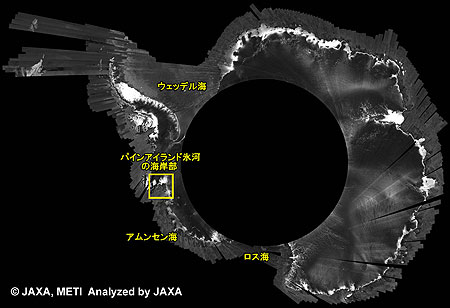PALSARが観測した南極圏のモザイク画像(2010年9月15日~10月30日)