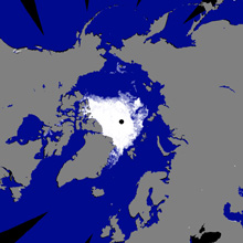 AMSR-Eが捉えた北極域の2011年9月9日の海氷密接度分布