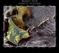 2013年1月17日のオホーツク海の海氷分布(MODIS)