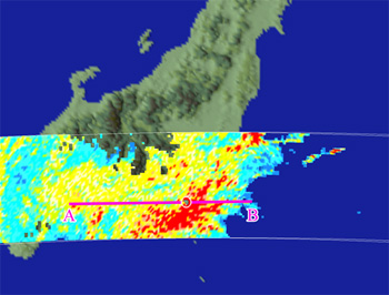 TRMM/PRで観測した伊豆大島豪雨時の降雨の水平分布
