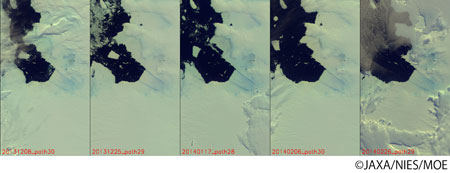 パイン島氷河周辺の2013年12月8日〜2014年2月26日の CAI RGB画像