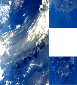 「しきさい」搭載のSGLIによる2018月3月29日の日本周辺の観測データから作成した疑似カラー合成画像