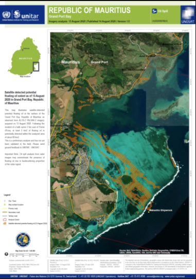 国連訓練調査研究所が作成した油流出の推定地図