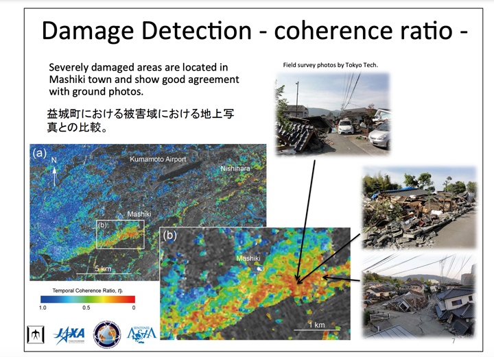熊本地震における「だいち2号」の観測画像より推定された建物被害地図