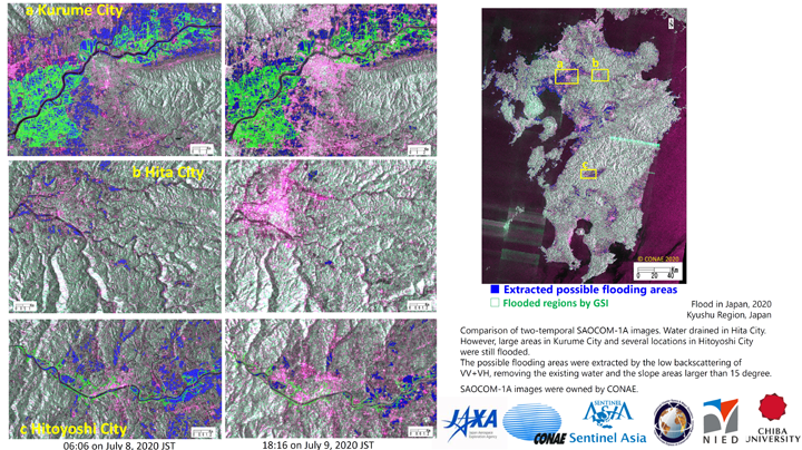 令和2年7月豪雨災害にて提供されたアルゼンチンSAR衛星「SAOCOM-1A」より推定された浸水地図